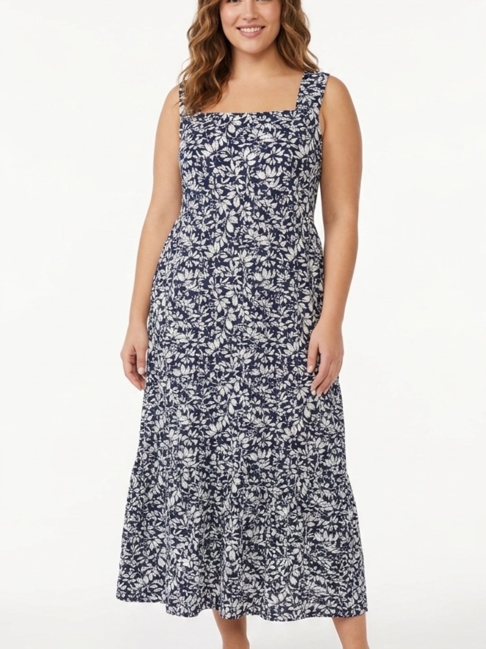 VERO MODA CURVE New VmcMenny Floral Smock Sleeveless Dress Navy White Plus Sz 20